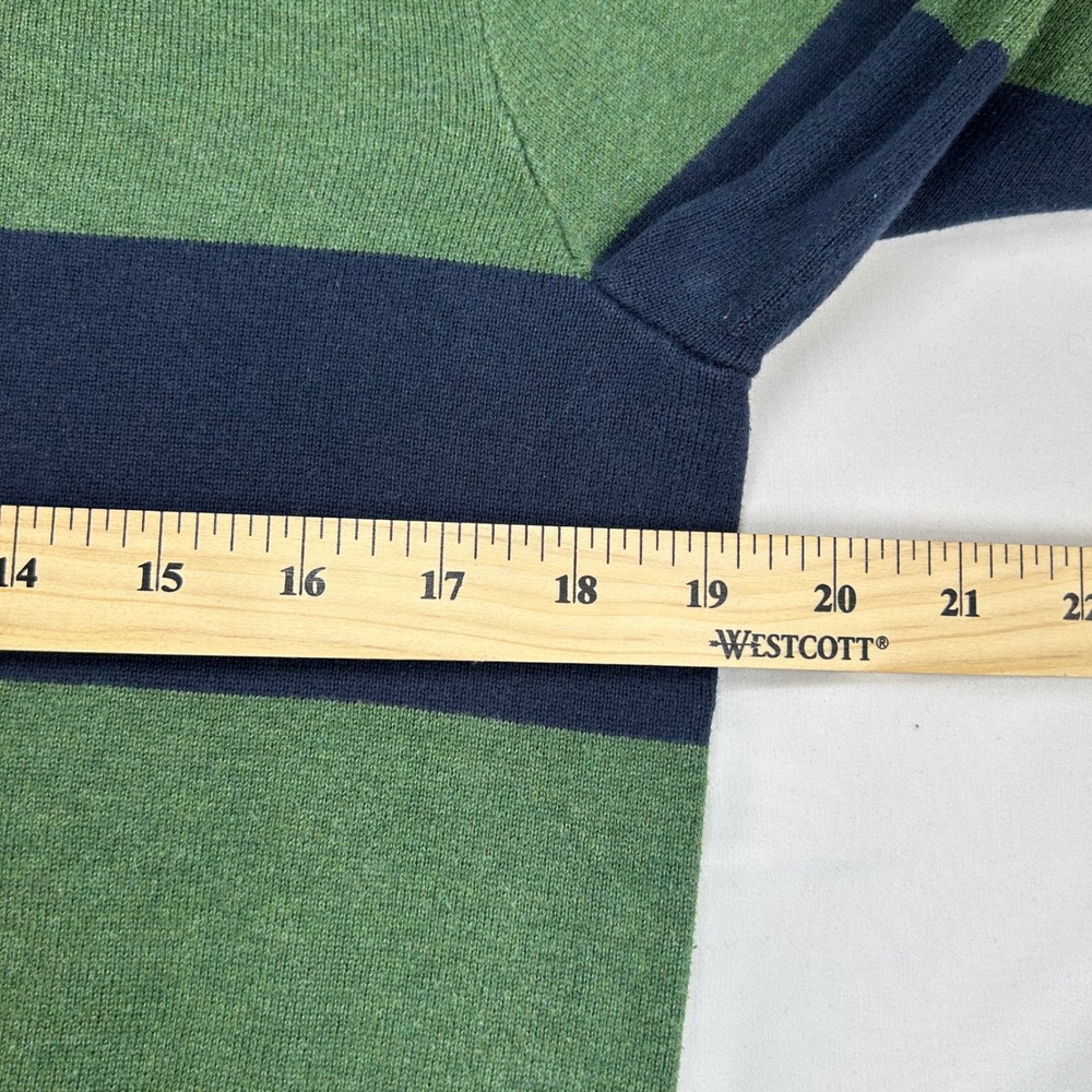 Tommy Hilfiger Mens Striped Crewneck Sweater Green Navy Blue Cotton Small - Picture 5 of 8